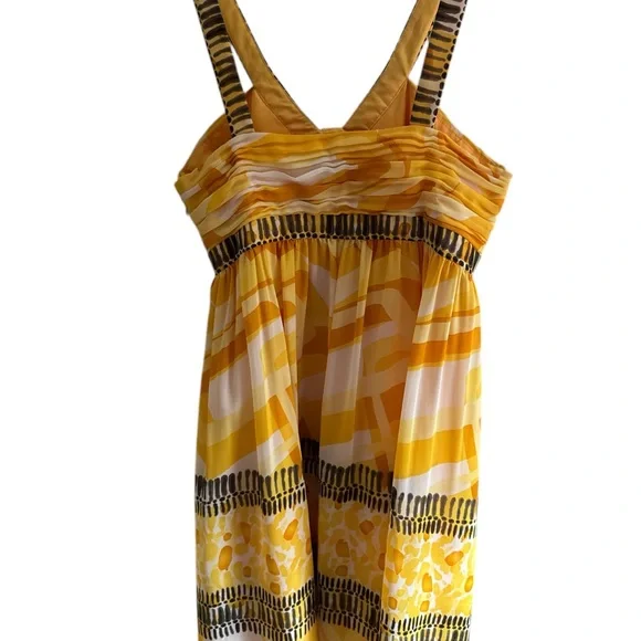 Jones New York Women’s Lined Straped Yellow Black White Chiffon Dress Size 8 - Picture 4 of 11
